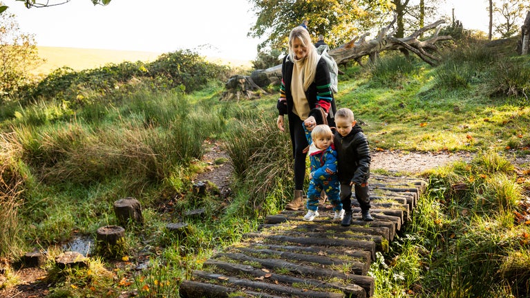 Family enjoying walk at Rowallane Garden